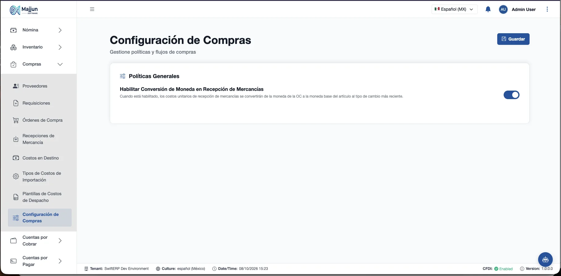 Configuración de Compras