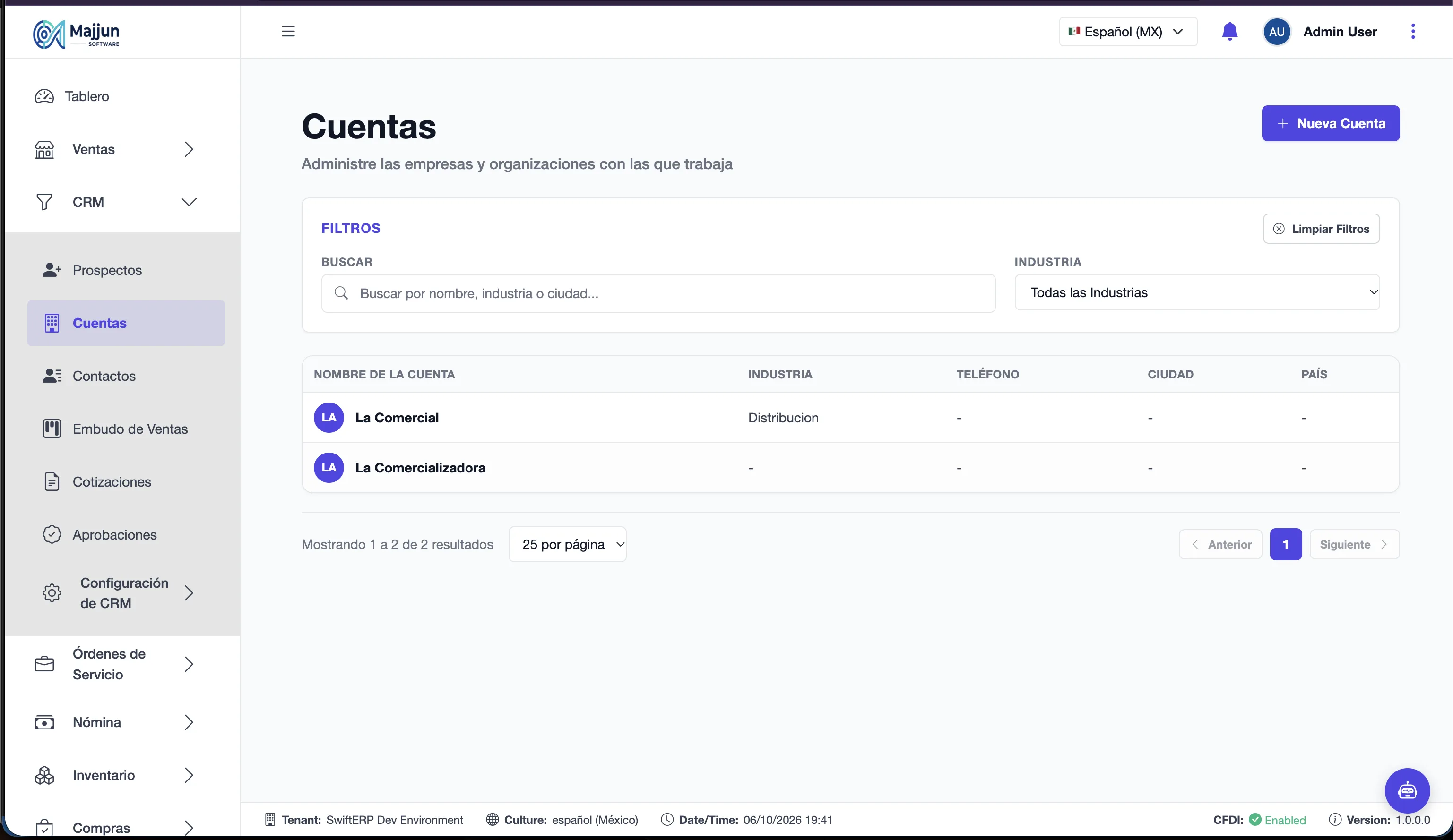 Lista de Cuentas