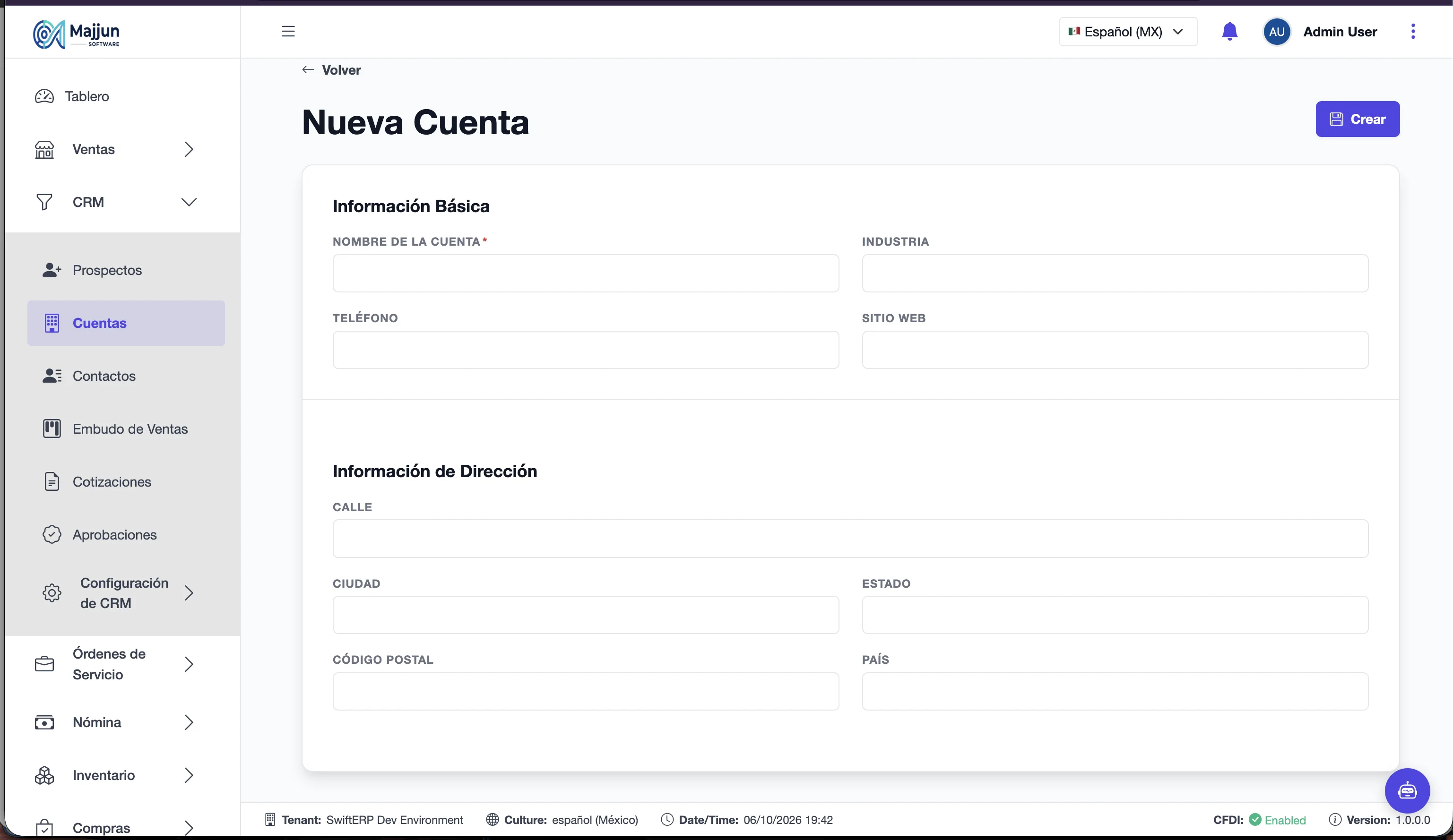 formulario Nueva Cuenta