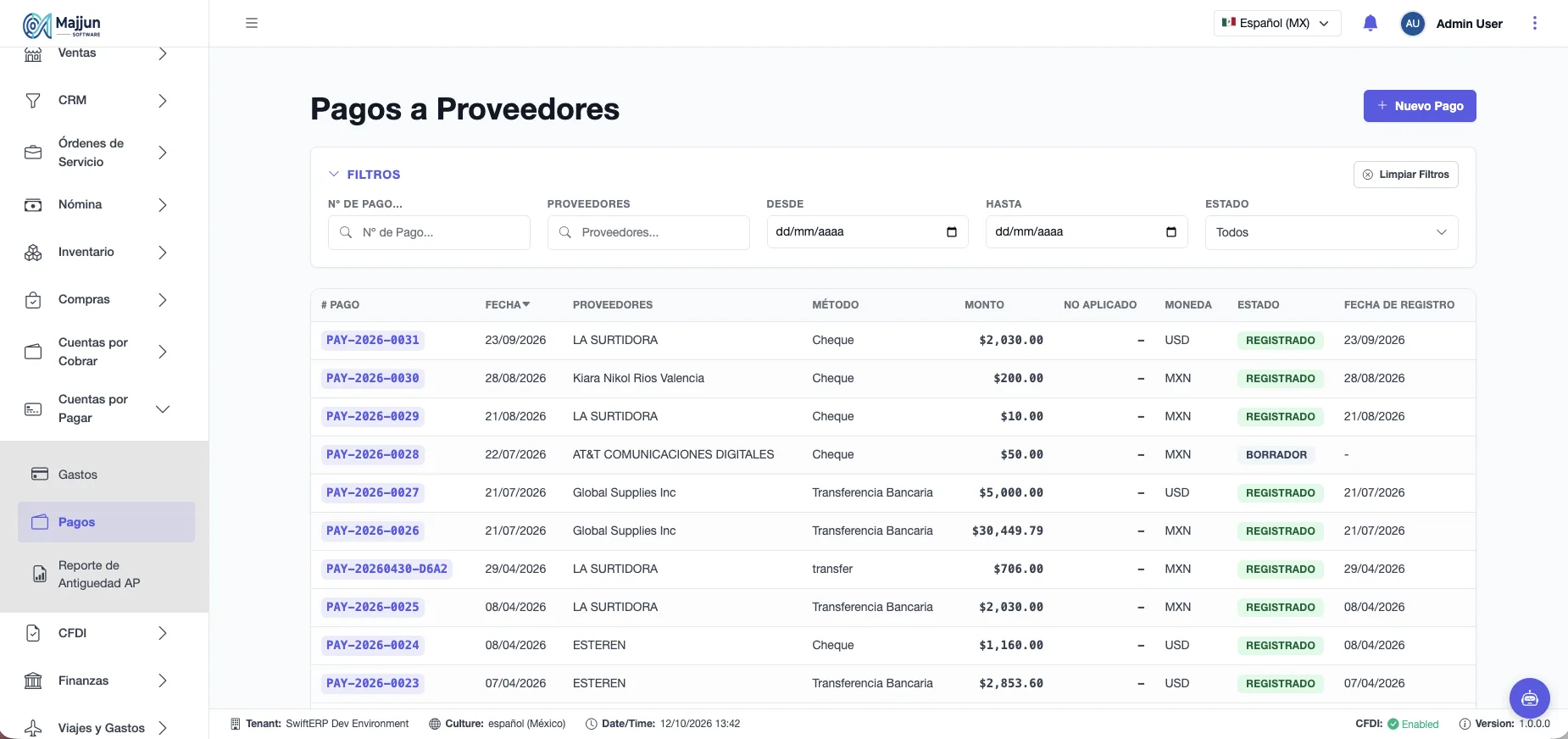 Pagos a Proveedores