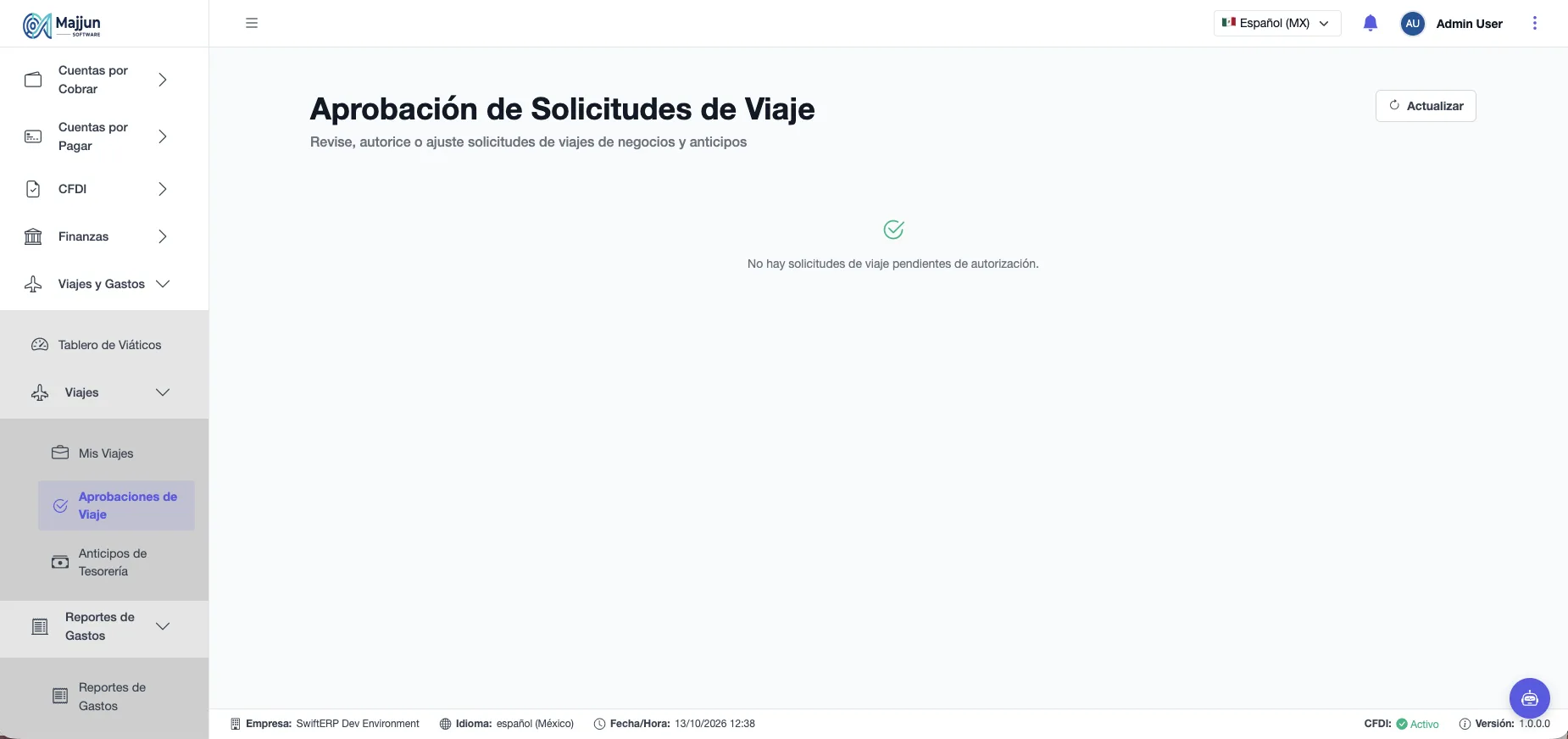 Aprobación de Solicitudes de Viaje