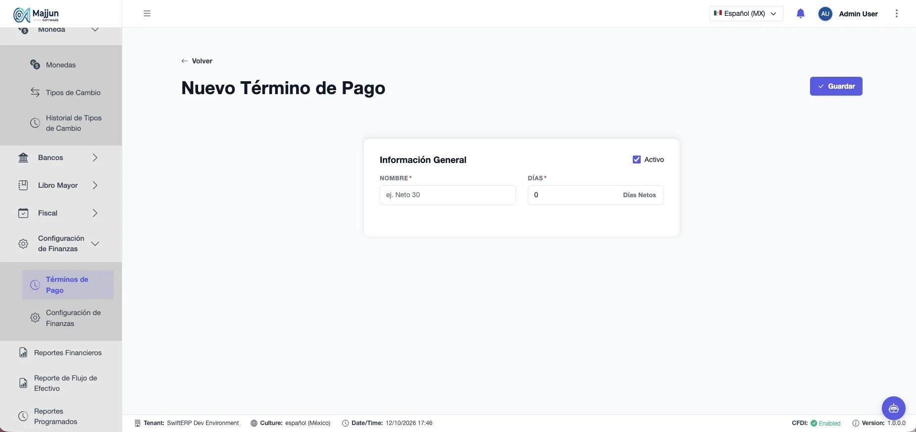 Nuevo Términos de Pago