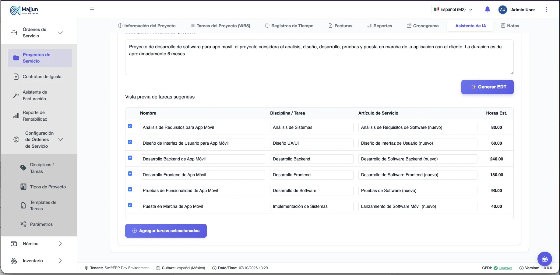 Ejemplos de sugerencia de Tareas