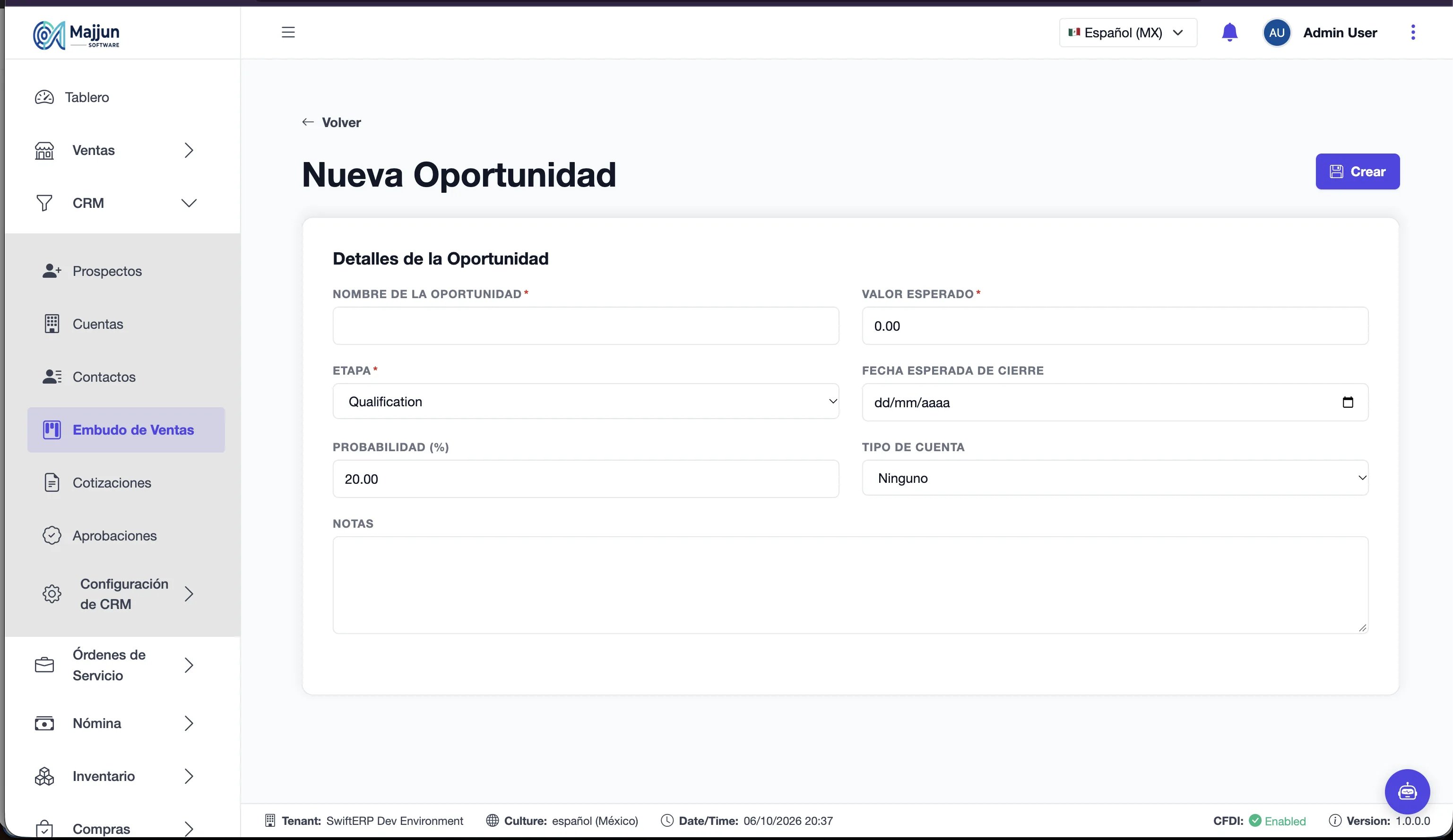 Crear Oportunidad