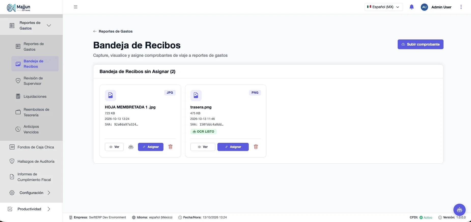 Bandeja de Recibos