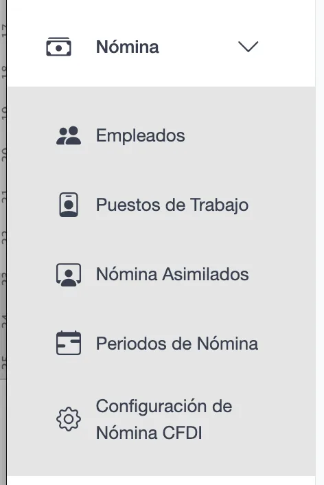 Menú Nómina abierto