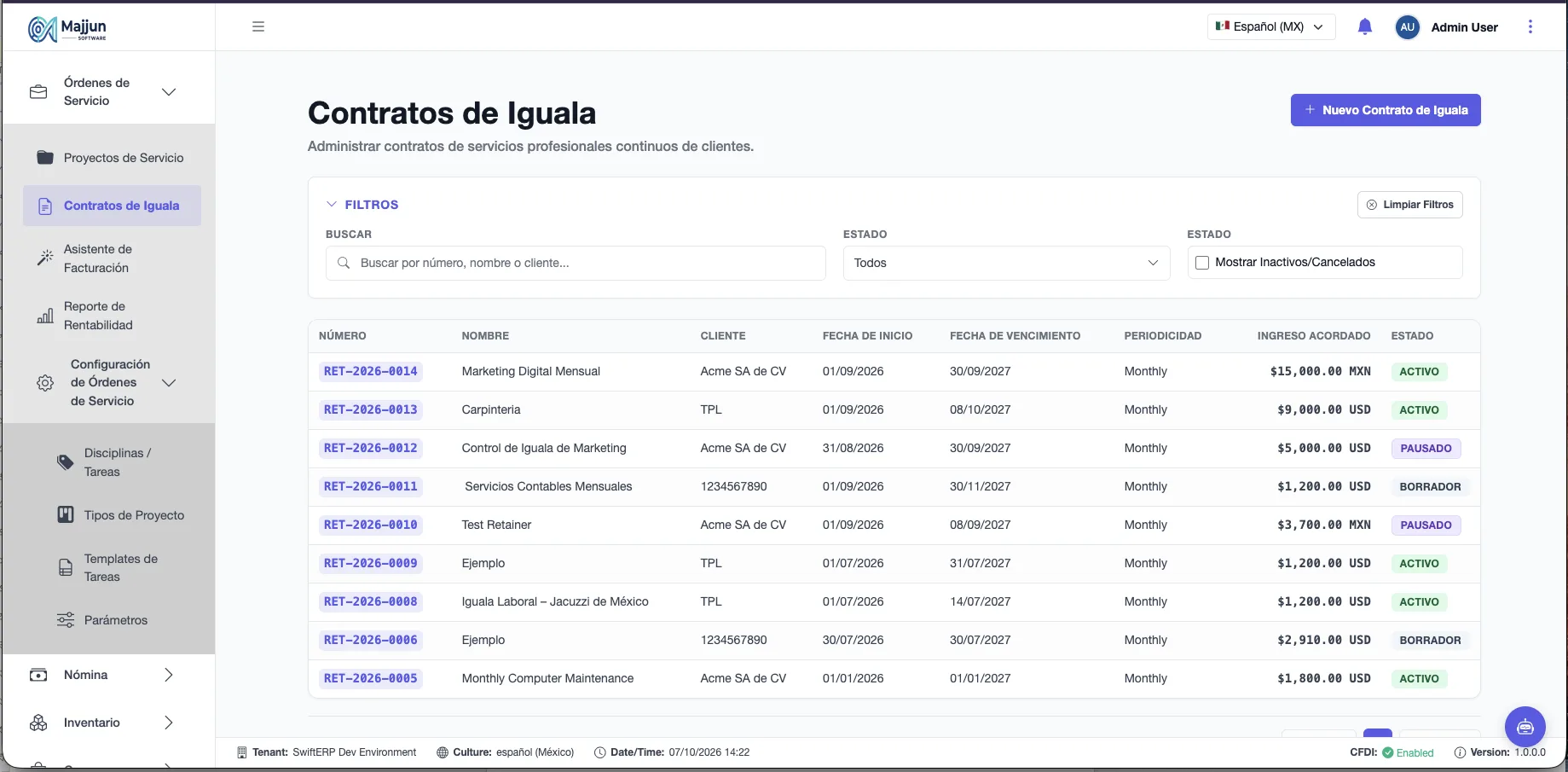 Lista de Contratos de Iguala