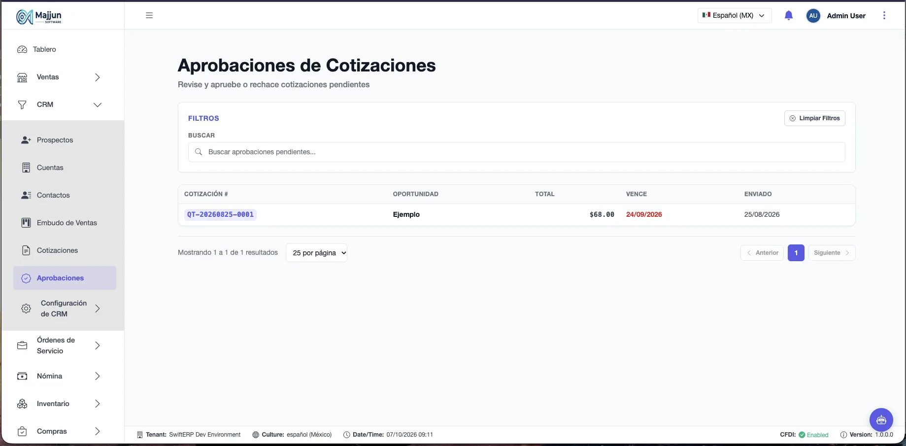 Pantalla Cotizaciones