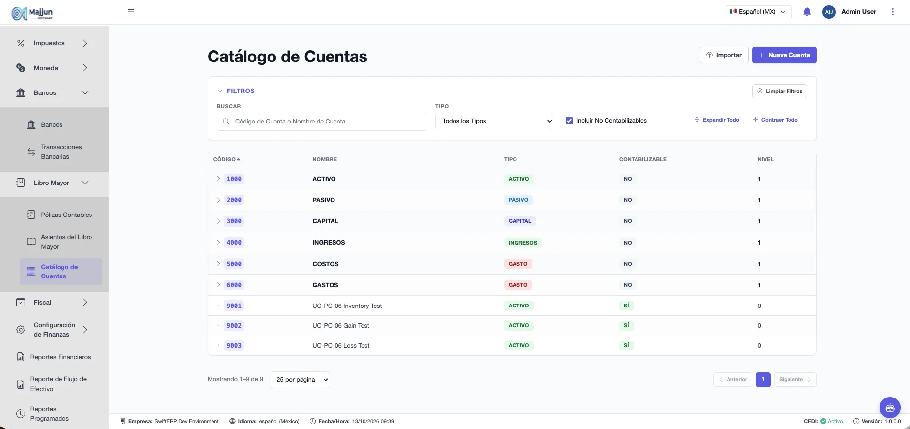 Catálogo de Cuentas