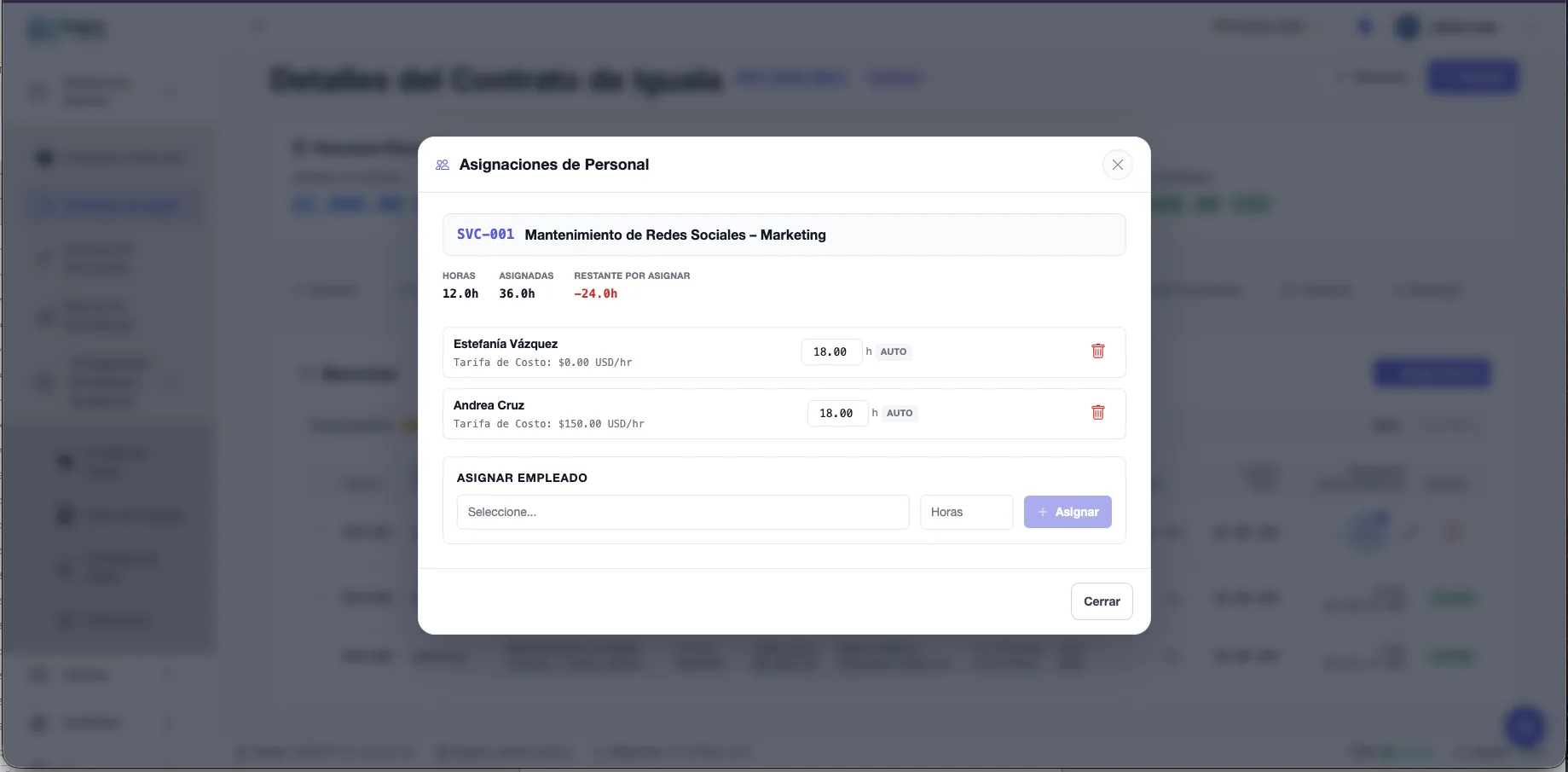 Modal de Asignacion de Empleado