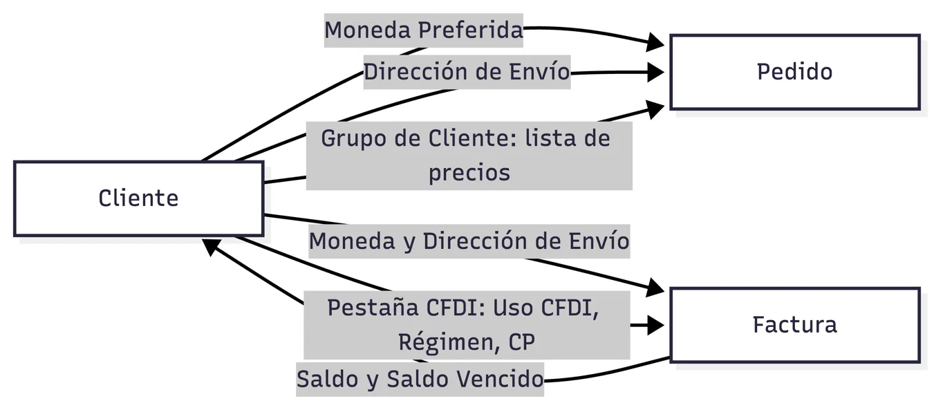 Qué datos del cliente usan pedidos y facturas