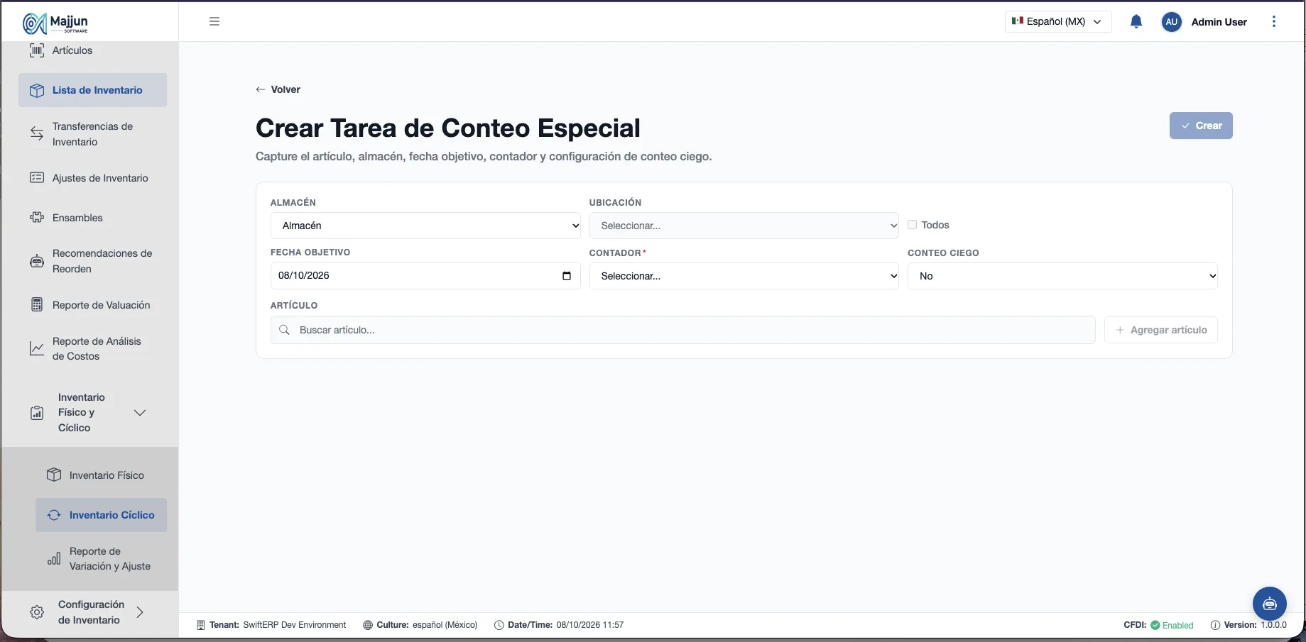 Crear Inventario Ciclico