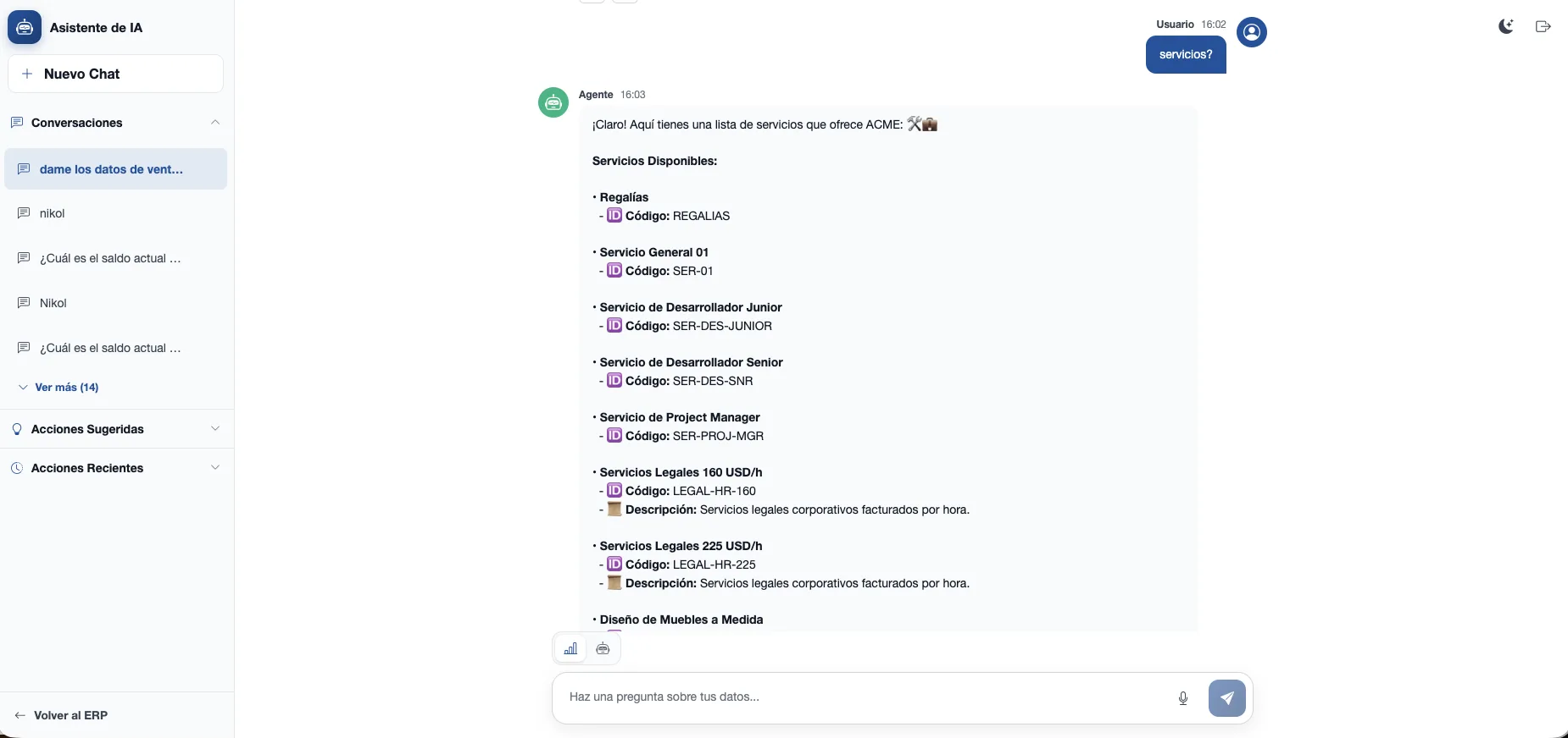 Respuesta del Analista de Datos con su tabla