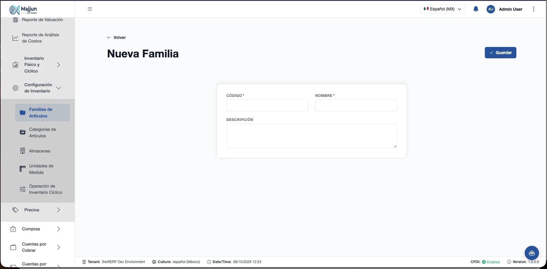 Crear Nueva Familia