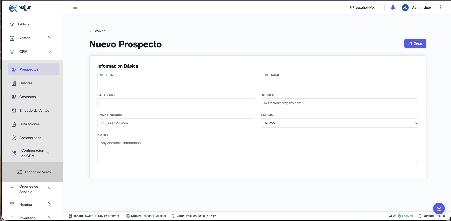 Formulario Nuevo Prospecto